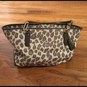 Coach leopard Purse Brown Cream Gold